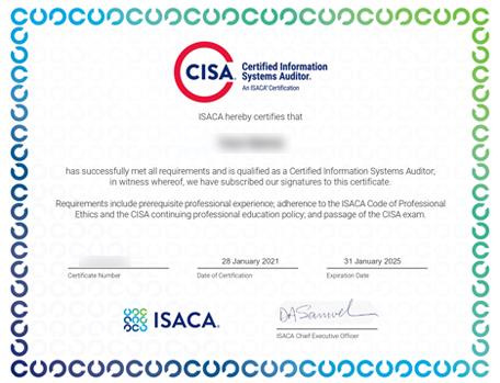 CISA Certified Information Systems Auditor Certificate