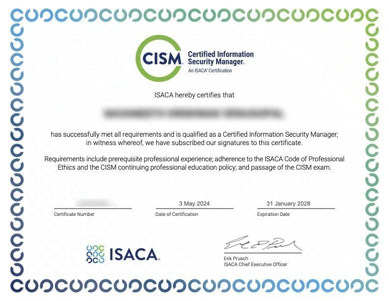 CISM Certificate